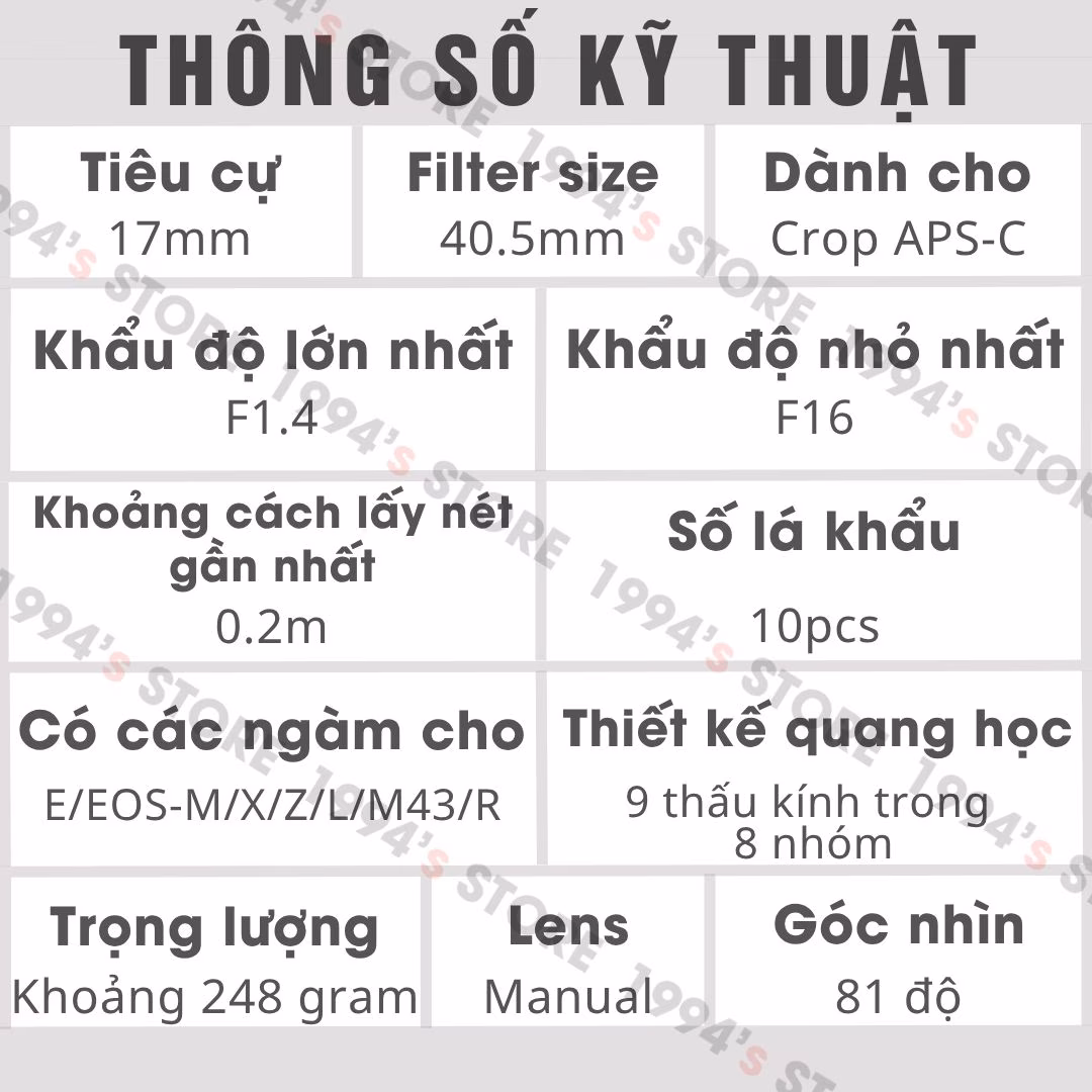 TTArtisan 17mm F1.4 lấy nét tay