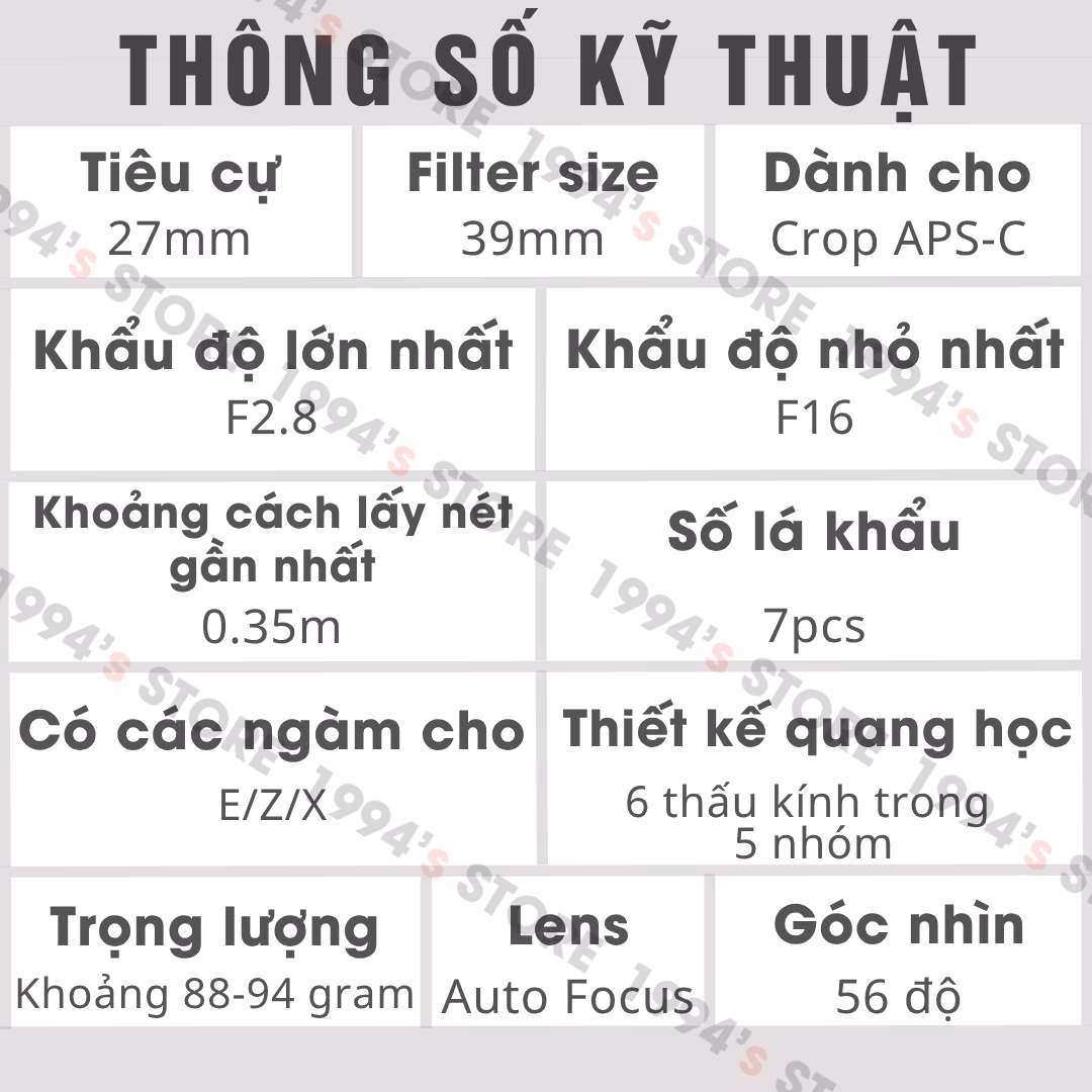 Lens cho Nikon Z30 Z50 màu trắng
