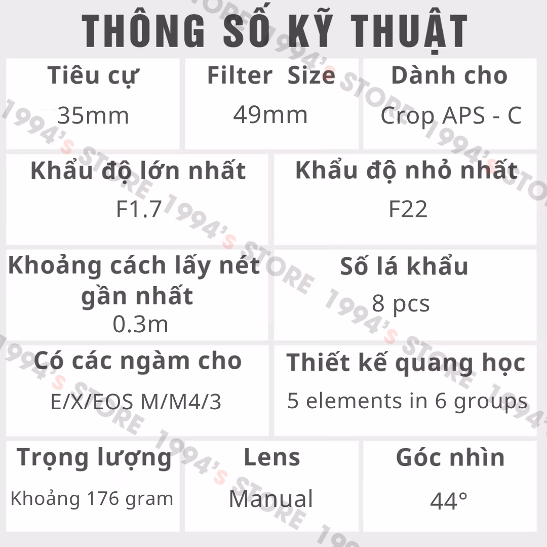 Lens MF cho Sony A6000 A6400
