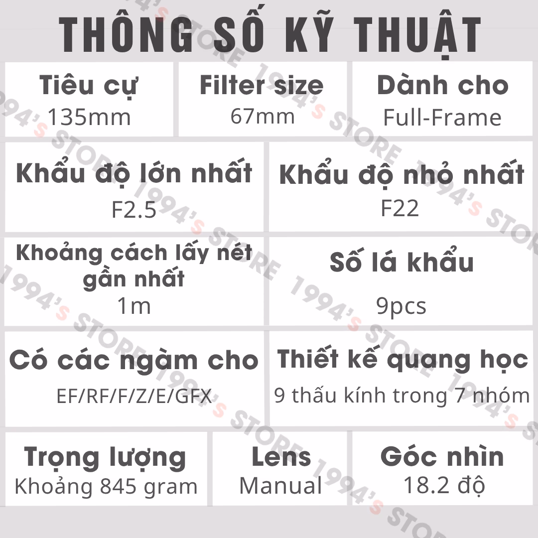 Ống kính chụp chân dung tiêu cự 135mm
