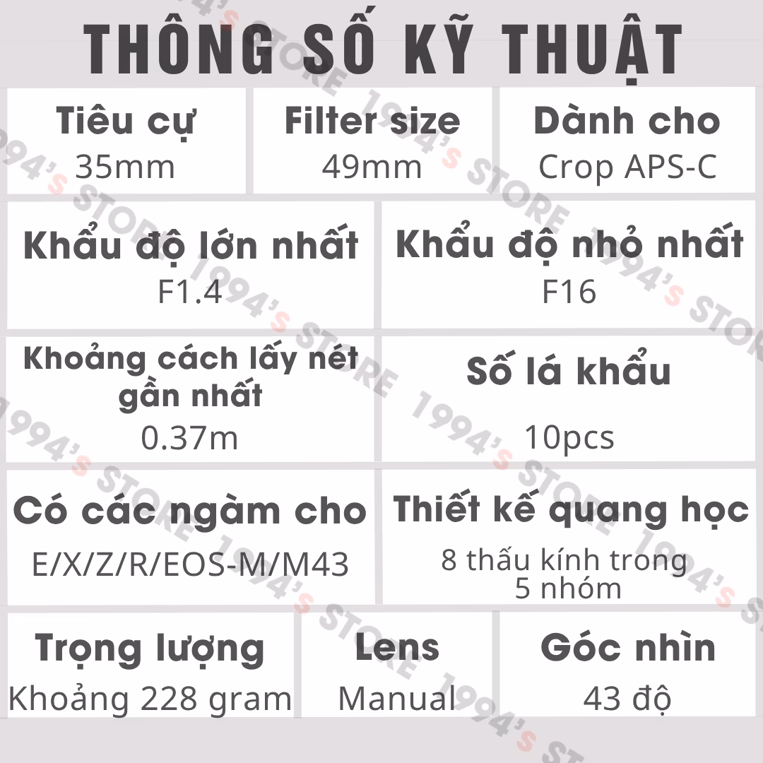 7Artisans 35mm F1.4 Mark II chính hãng