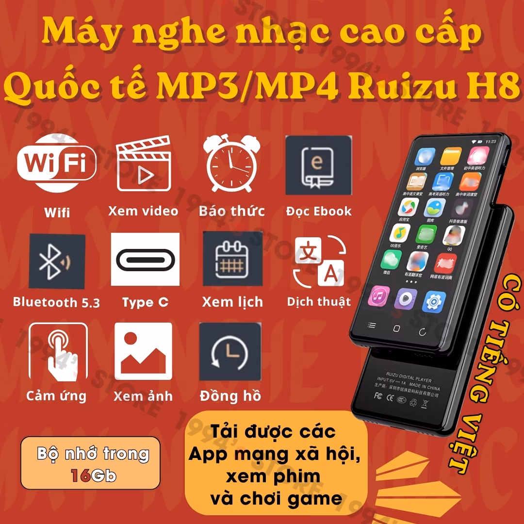 Bản 2026 Ruizu H8 Máy Nghe Nhạc cap cấp Quốc tế MP3/MP4/MP5