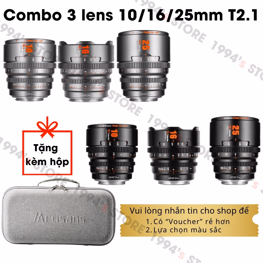 Bộ 3 lens Cine 7Artisans Hope Super35 10mm/16mm/25mm T2.1 S35