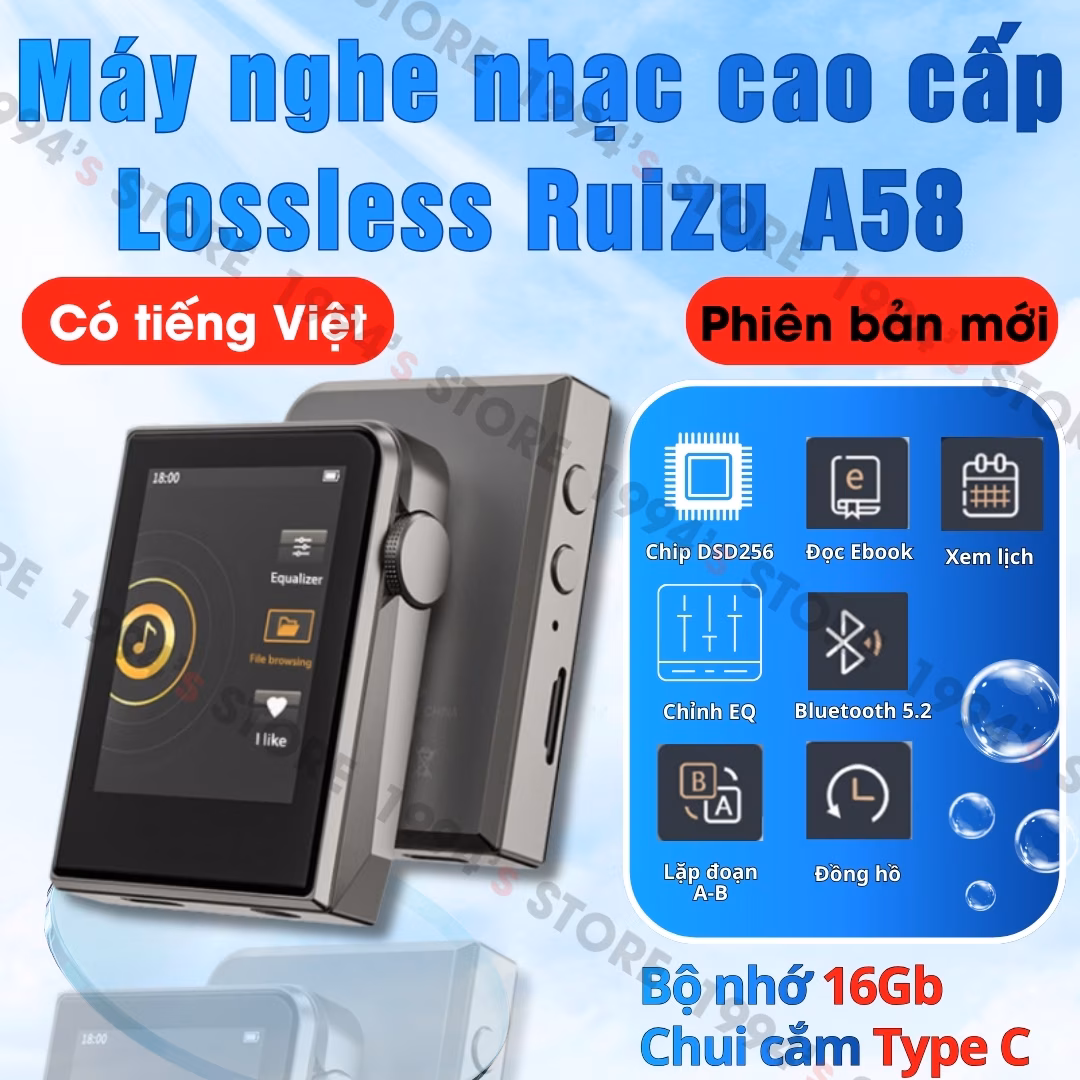 Máy Nghe Nhạc HiFi Ruizu A58 | Chip Giải Mã DSD256 Cao Cấp