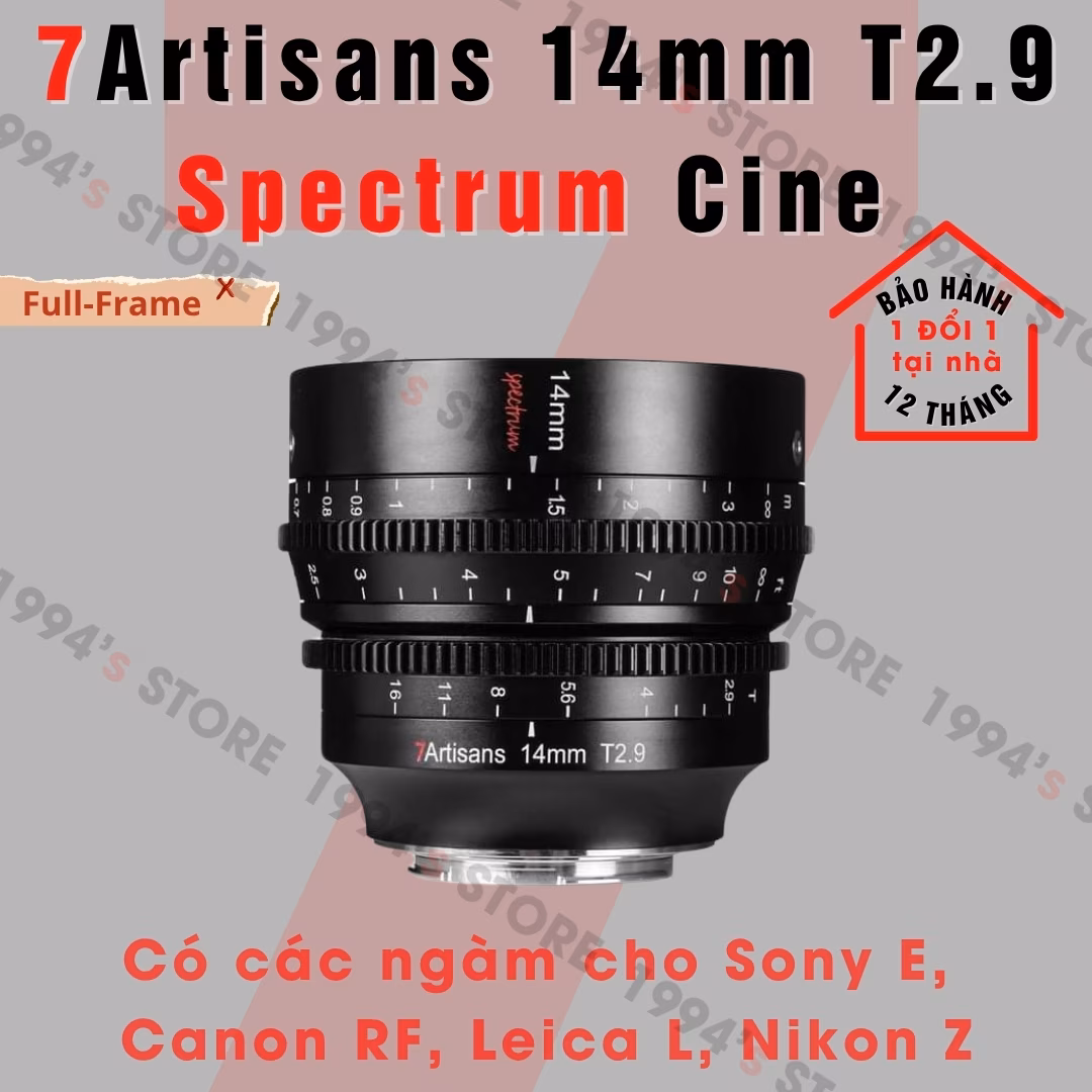 Ống kính 7Artisans 14mm T2.9 Spectrum Cine cho Sony/Nikon/Canon/Leica