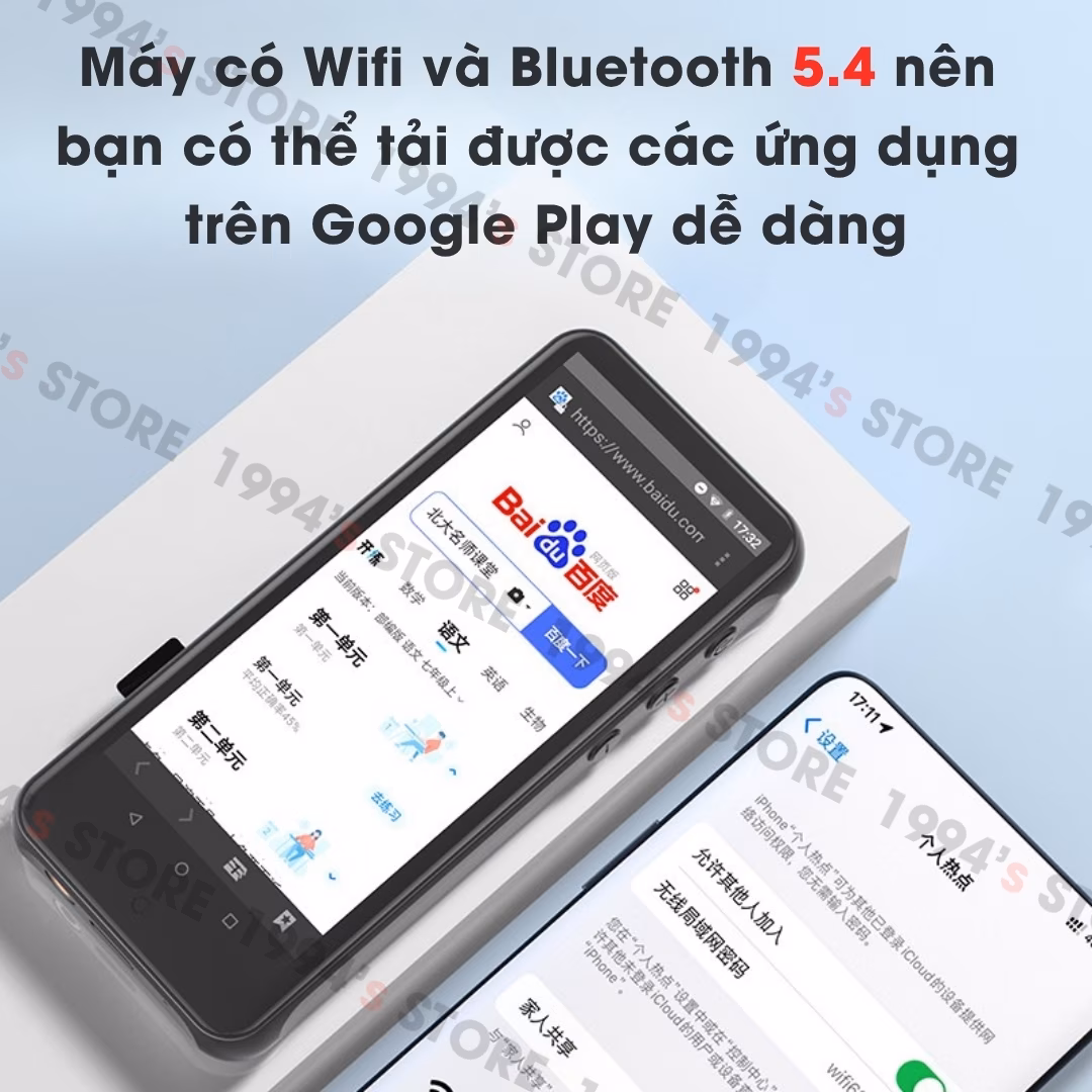 Máy Nghe Nhạc Android Ruizu Z80 Xem Video, Cảm Ứng IPS 4 Inch, RAM 2GB, ROM 16GB, Bluetooth 5.2, Wifi
