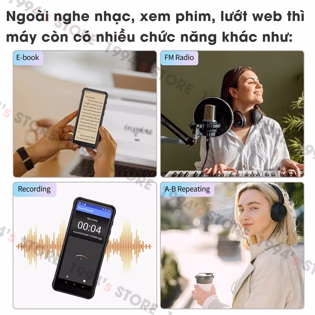 Máy Nghe Nhạc Android Ruizu Z80 Xem Video, Cảm Ứng IPS 4 Inch, RAM 2GB, ROM 16GB, Bluetooth 5.2, Wifi