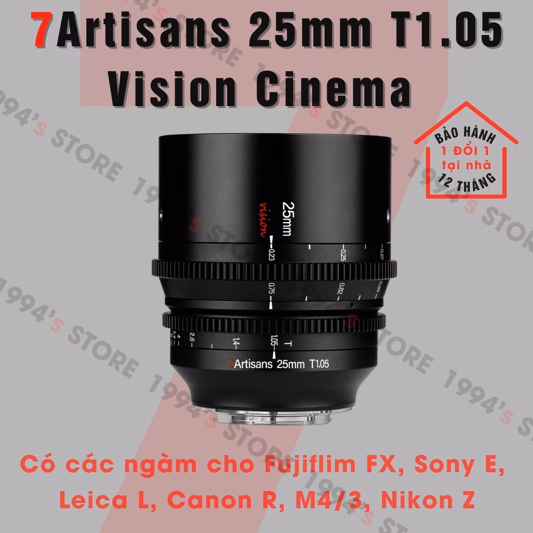 Bộ 4 lens Cine Vision 7Artisans 12mm T2.9 25mm T1.05 35mm T1.05 50mm T1.05