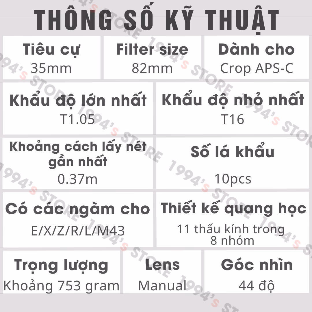 Bộ 4 lens Cine Vision 7Artisans 12mm T2.9 25mm T1.05 35mm T1.05 50mm T1.05