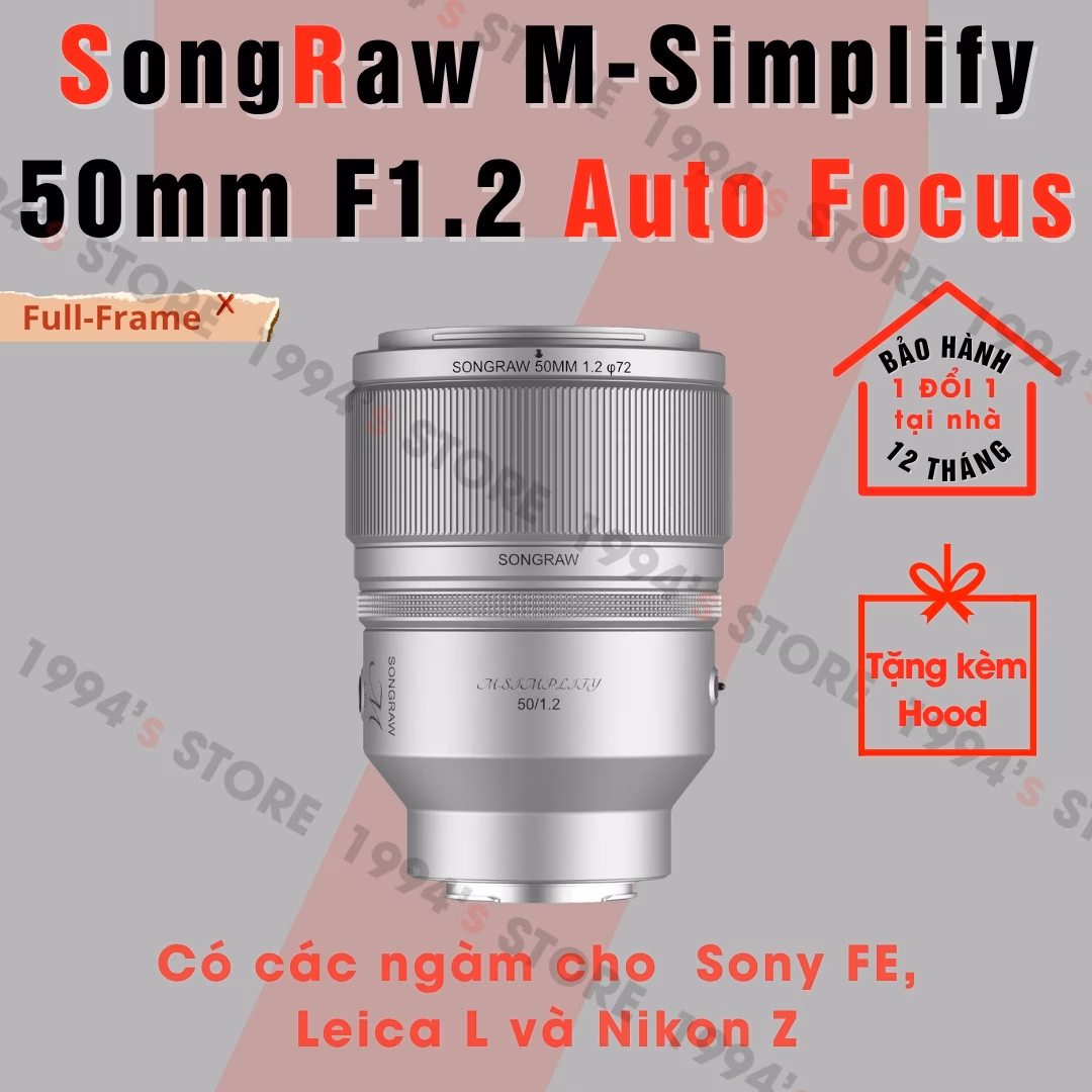 Ống kính SongRaw M-Simplify 50mm F1.2 AF Titanium Full-Frame Sony/Nikon Z/Leica L