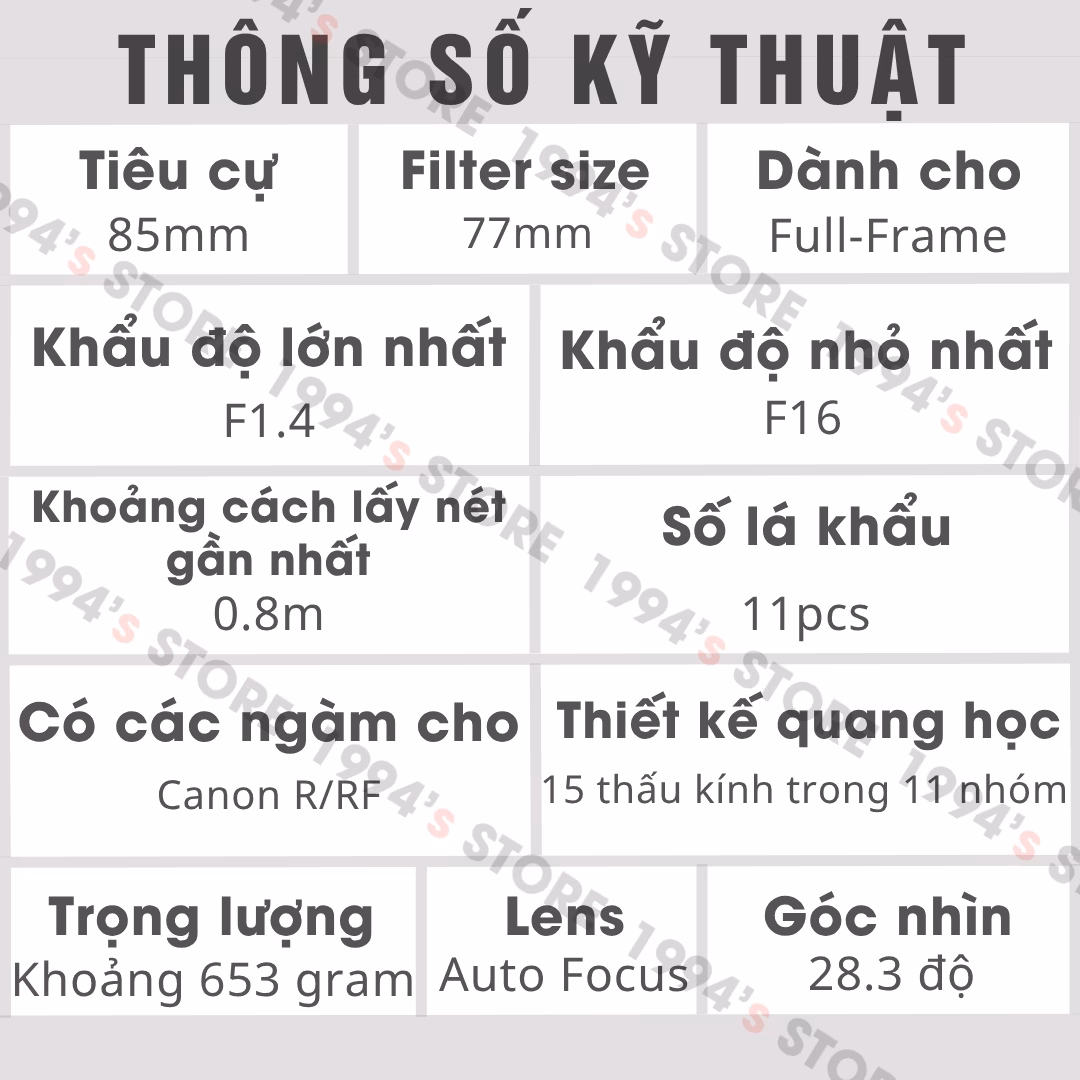 Giá ống kính Vistilen 85mm F1.4