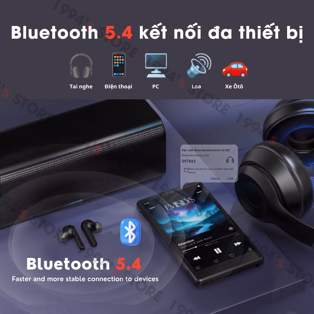 Máy Nghe Nhạc Android Ruizu M45 Xem Video, Cảm ứng IPS 4.5 Inch, RAM 4GB, ROM 32GB, WiFi, Bluetooth 5.4