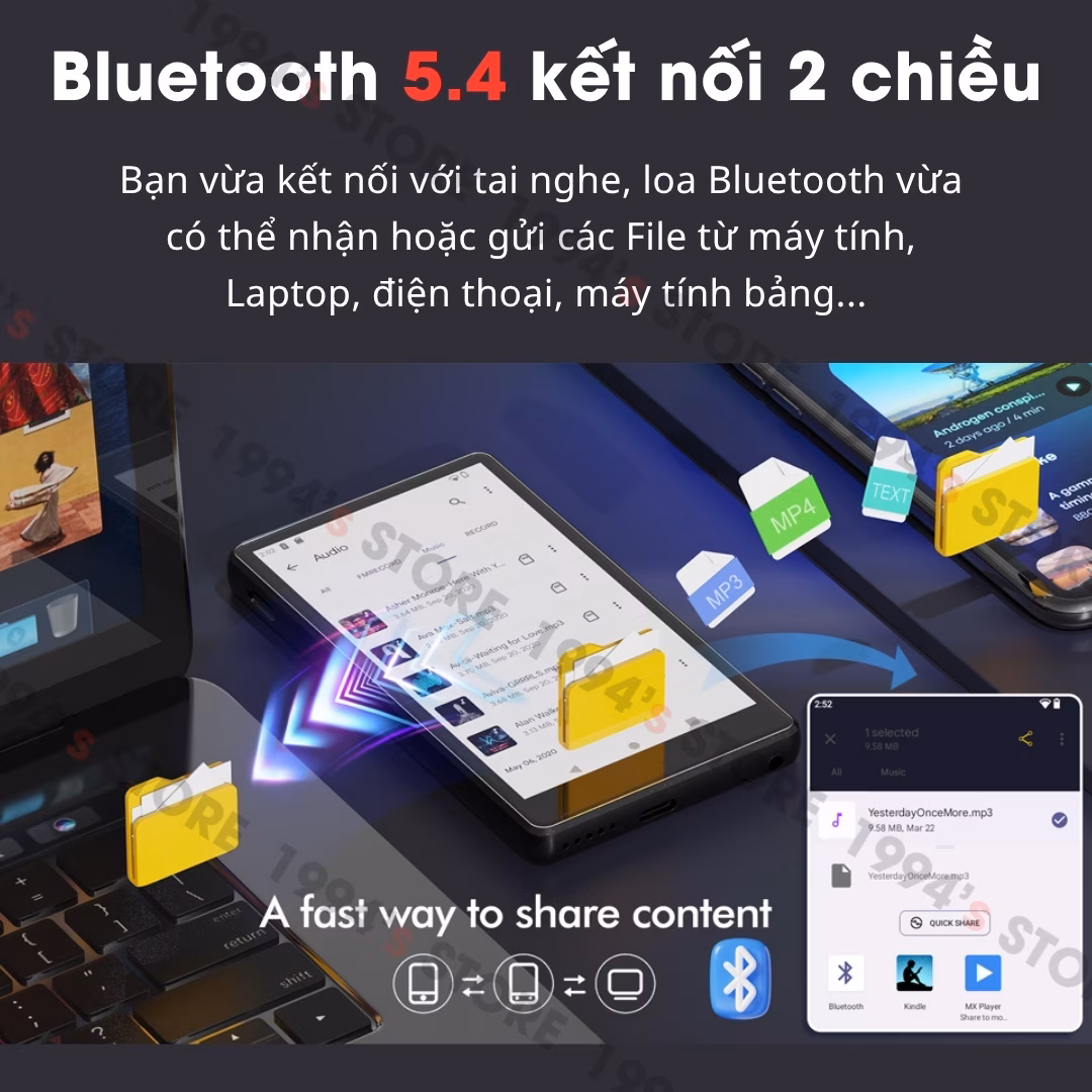 Máy Nghe Nhạc Android Ruizu M45 - RAM 3GB, Màn Hình 4.5 Inch, Wifi Bluetooth 5.4