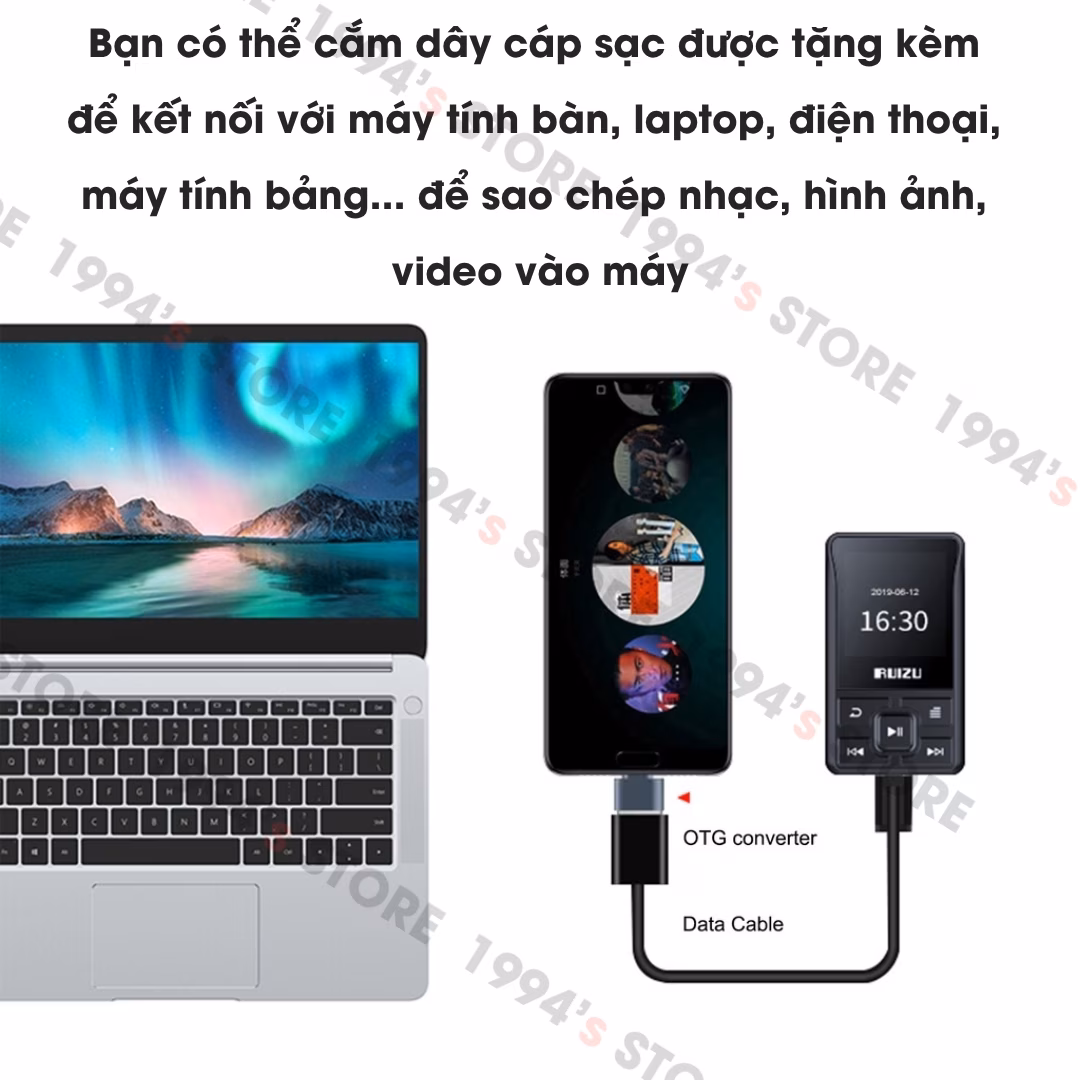 máy nghe nhạc ruizu bluetooth 5.2
