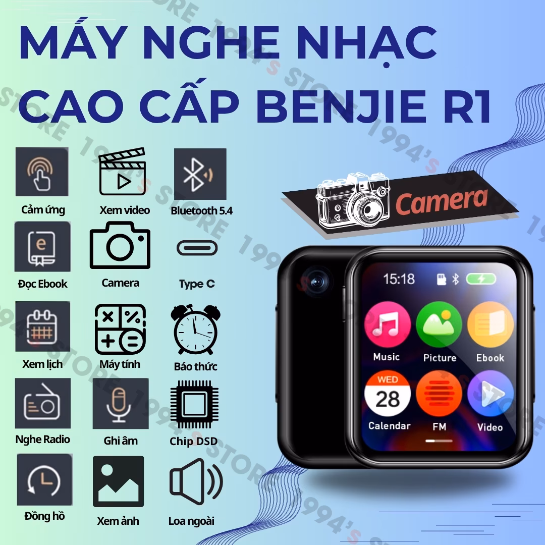 Máy Nghe Nhạc Benjie R1 Có Camera – Bluetooth 5.4, Chip DSD Cao Cấp, Cảm Ứng IPS – Chính Hãng
