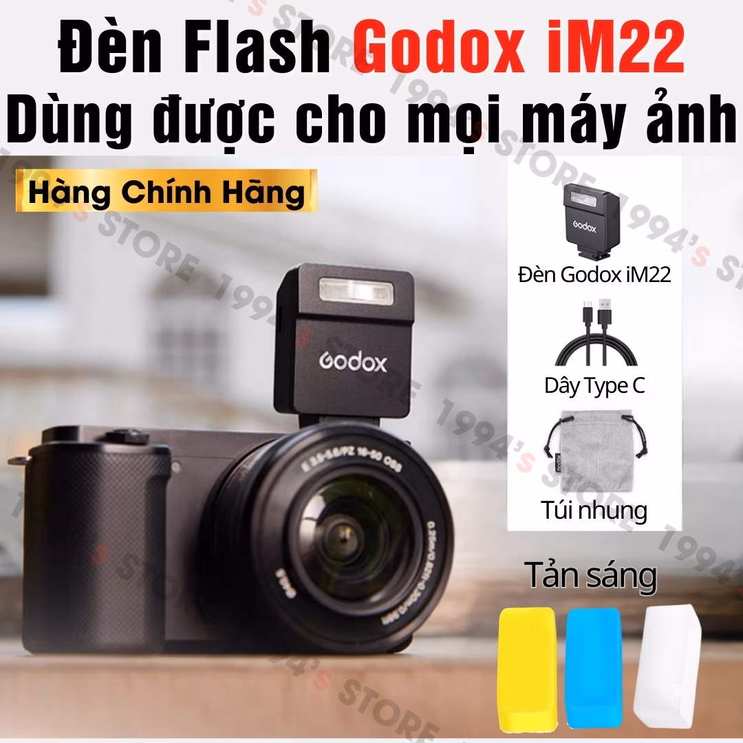 Đèn Flash Mini Siêu Nhỏ Gọn Godox iM22 Pin Sạc | Phù Hợp Mọi Máy Ảnh