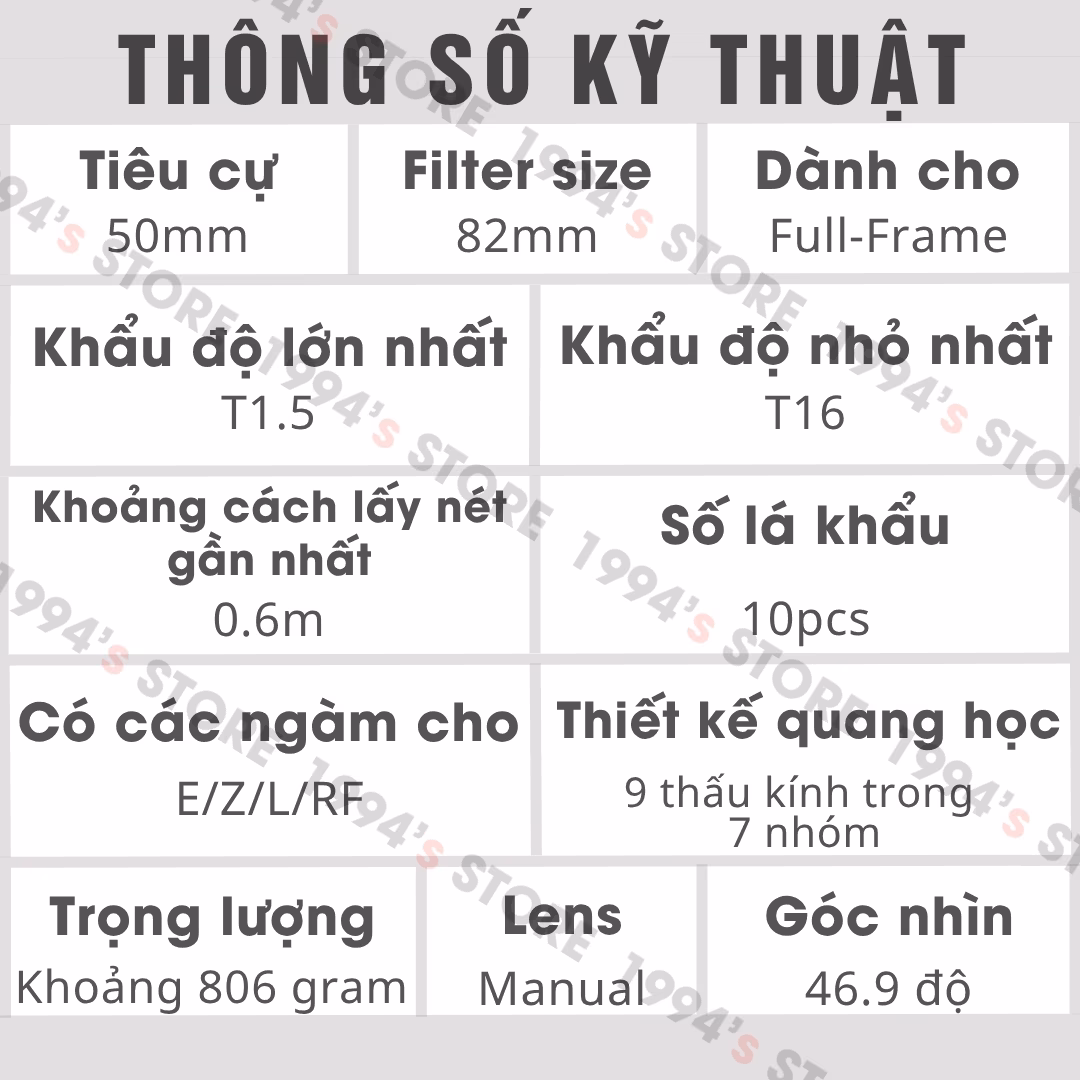 7Artisans 50mm T1.5 DREAM Cine Lens đa dụng